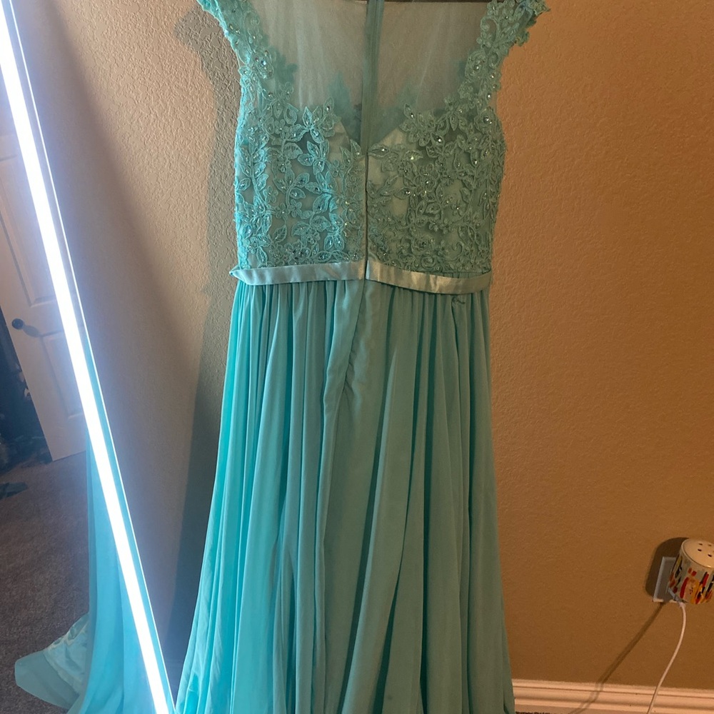Fiestaware Teal Lace Evening Dress - Picture 4 of 5